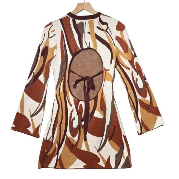 4Sienna Cicille Long Sleeve Sweater Dress Cut Out and Tie Back Details Fall L - Picture 2 of 8